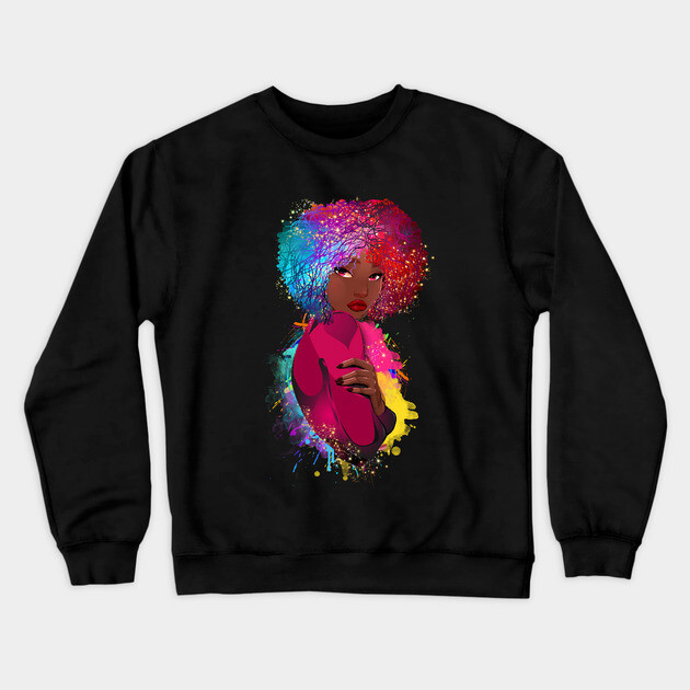 Colorful Black Woman, Black Girl Magic, Black Woman, Black Queen Crewneck Sweatshirt by UrbanLifeApparel