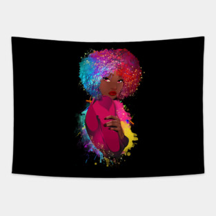 Colorful Black Woman, Black Girl Magic, Black Woman, Black Queen Tapestry