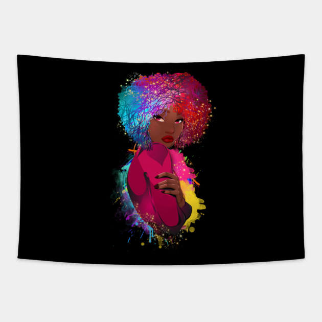 Colorful Black Woman, Black Girl Magic, Black Woman, Black Queen Tapestry by UrbanLifeApparel