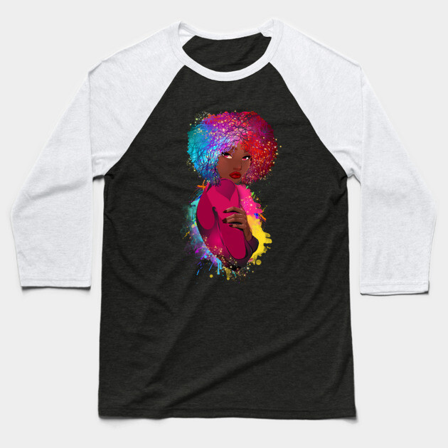 Colorful Black Woman, Black Girl Magic, Black Woman, Black Queen Baseball T-Shirt by UrbanLifeApparel