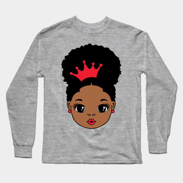 Pretty Black Girl, Black Girl Magic, black princess, black queen, Crown Long Sleeve T-Shirt by UrbanLifeApparel