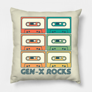 Gen X Rocks | Generation X Retro Rainbow Mix Tapes Pillow