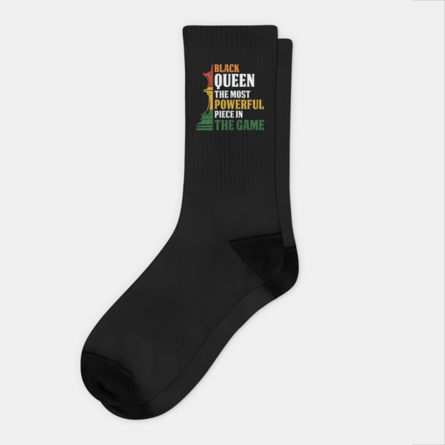 black Queen, The most powerful piece in the game, black Woman, black women Socks by UrbanLifeApparel