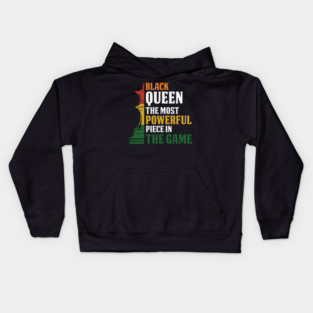 black Queen, The most powerful piece in the game, black Woman, black women Kids Hoodie