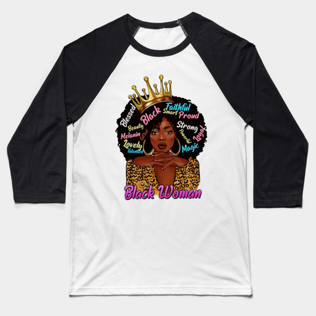 Black Woman,, Black Queen, Black Girl Magic, Sista Baseball T-Shirt by UrbanLifeApparel