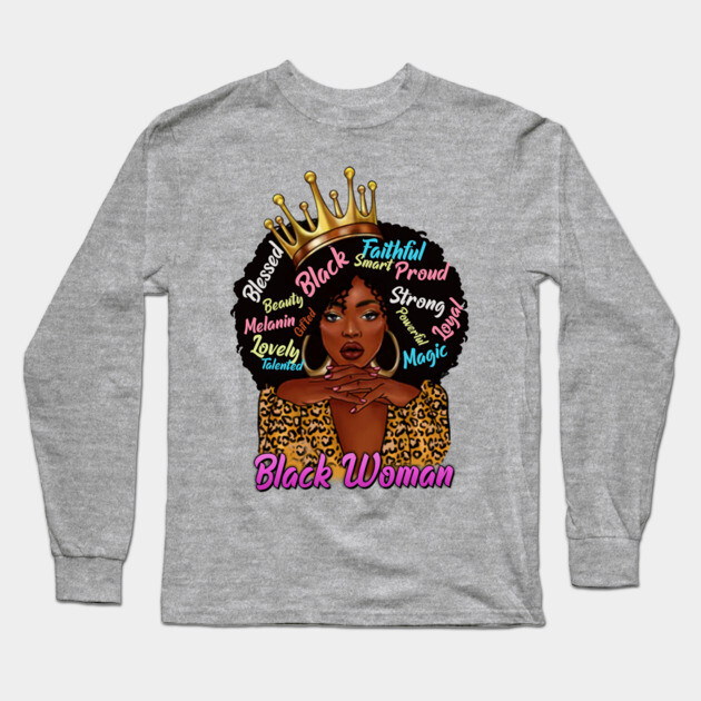 Black Woman,, Black Queen, Black Girl Magic, Sista Long Sleeve T-Shirt by UrbanLifeApparel