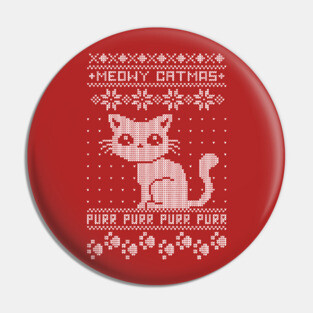 Meowy Catmas Ugly Christmas Sweater Pin