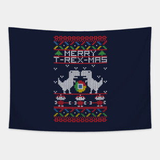 T-Rex-Mas Ugly Christmas Sweater Tapestry