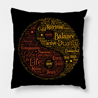 Spiritual Yin Yang Symbol Word Design Pillow