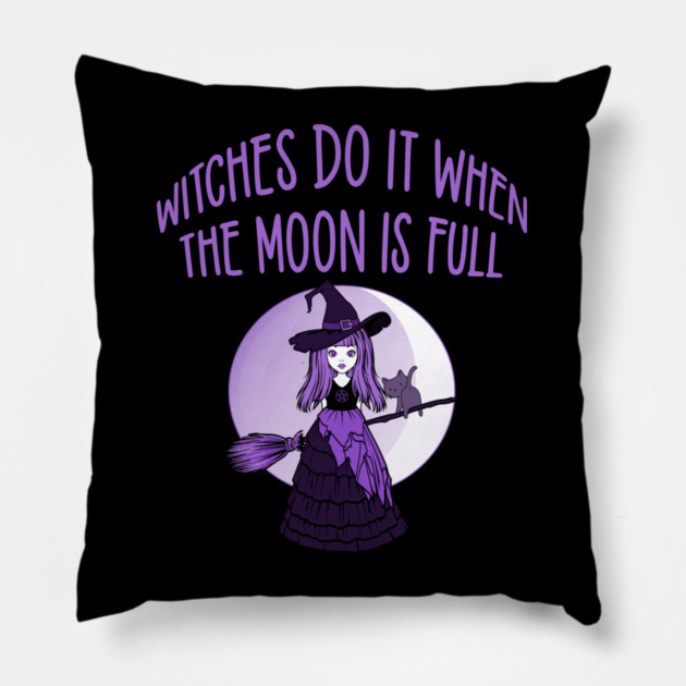 Purple Witches Do it when the Moon is Full Cheeky Witch® Pillow by Cheeky Witch