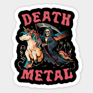 Death Metal - Cute Evil Skull Unicorn Gift Sticker