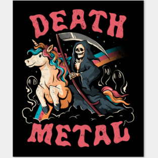 Death Metal - Cute Evil Skull Unicorn Gift Posters and Art