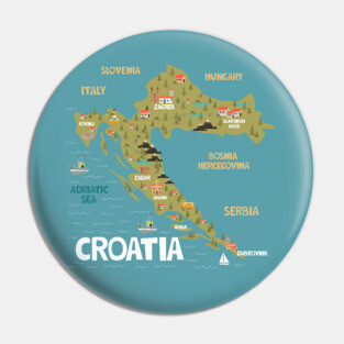 Croatia illustrated map Pin