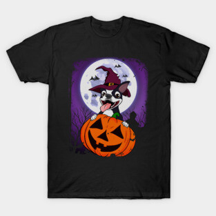 Halloween Dog Witch Pumpkin T-Shirt