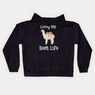 Cute Sloth & Llama Living My Best Life Animal Kids Hoodie