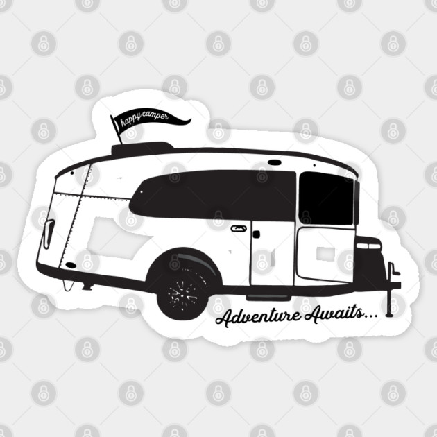 Adventure Awaits for the Happy Camper 20x Sticker by Camp Happy Hour