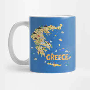 Greece illustrated map Mug