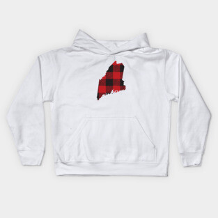Maine State Flannel Plaid Design Kids Hoodie