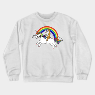 Funny Boxer Dog Riding Unicorn Crewneck Sweatshirt