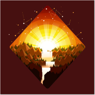 Autumn Waterfall Posters and Art