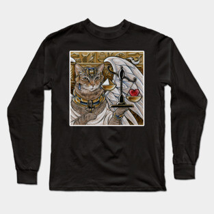 Egyptian Cat with Scale - White Outlined Version Long Sleeve T-Shirt