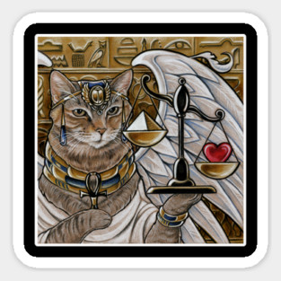 Egyptian Cat with Scale - White Outlined Version Magnet