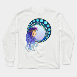 Purple and blue Art Nouveau lady Long Sleeve T-Shirt