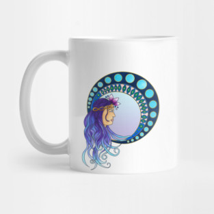 Purple and blue Art Nouveau lady Mug