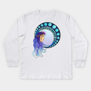 Purple and blue Art Nouveau lady Kids Long Sleeve T-Shirt