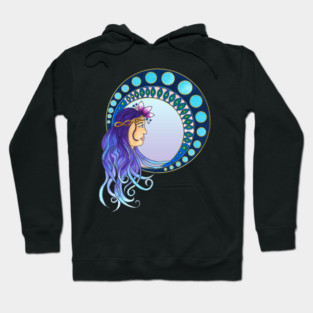Purple and blue Art Nouveau lady Hoodie