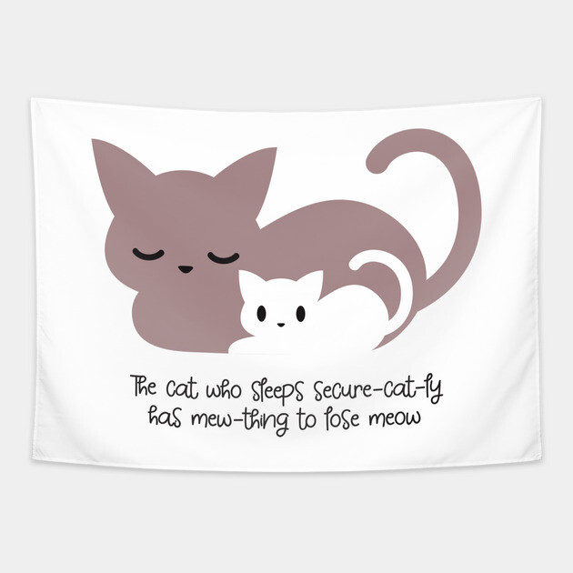 Sleeping Cat Art and Pun I Funny Sleeping Cat Quotes Pet Lover