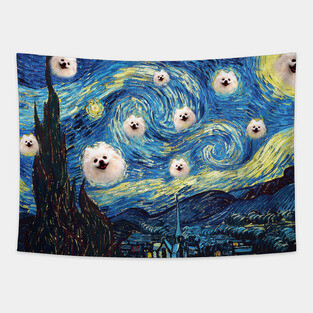 pomeranian starry night Tapestry