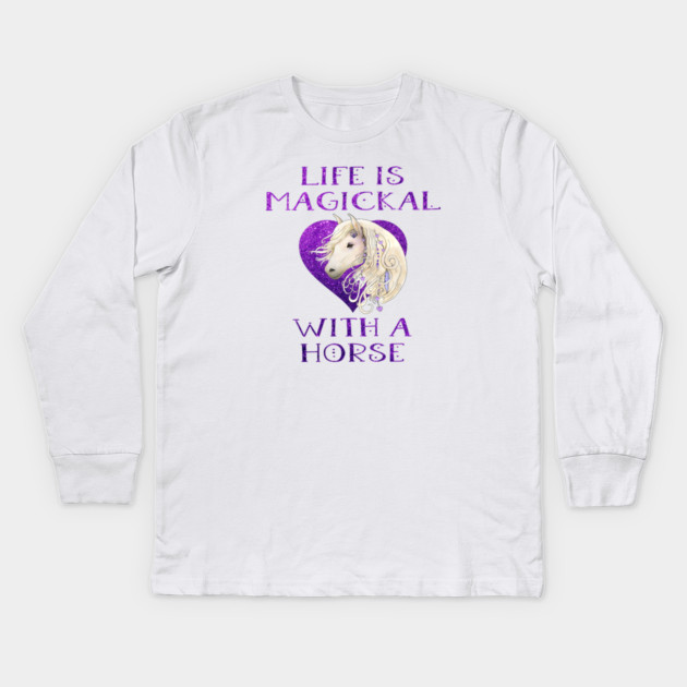 Cheeky Witch® Purple Life is Magickal With a Horse Kids Long Sleeve T-Shirt by Cheeky Witch