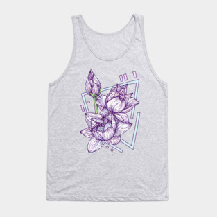 Pastel Geometric Lotus Flower Illustration Tank Top
