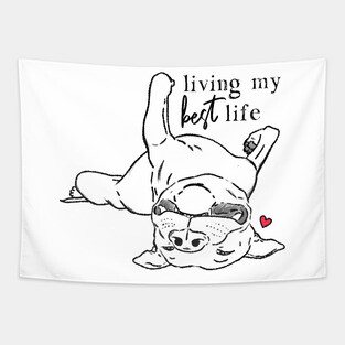 Funny Pitbull Living Best Life Tapestry