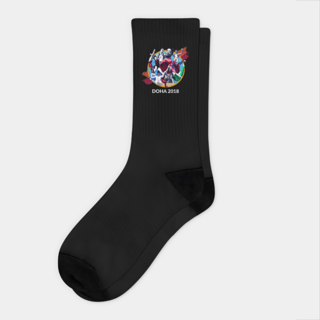 Doha 2018 Graphic (Dark) Socks by GymCastic