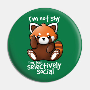 Shy red panda Pin