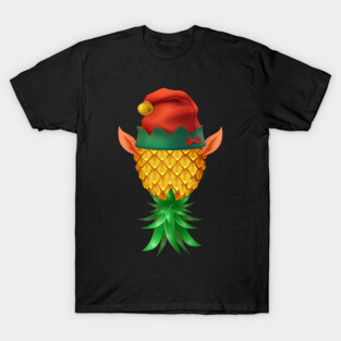 Funny Swinger Upside Down Pineapple Elf Santa Xmas T-Shirt