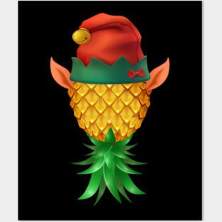 Funny Swinger Upside Down Pineapple Elf Santa Xmas Posters and Art