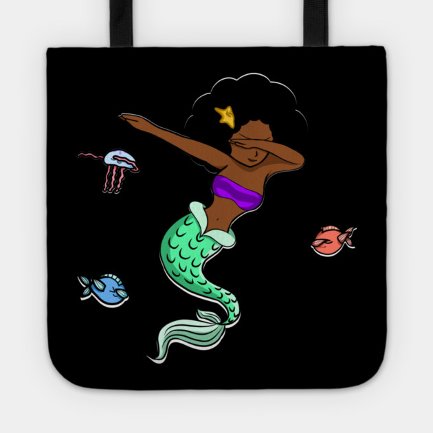 Afro Girl, Mermaid, Funny Dab Dance, Dancing Fishes Tote by logiamerch
