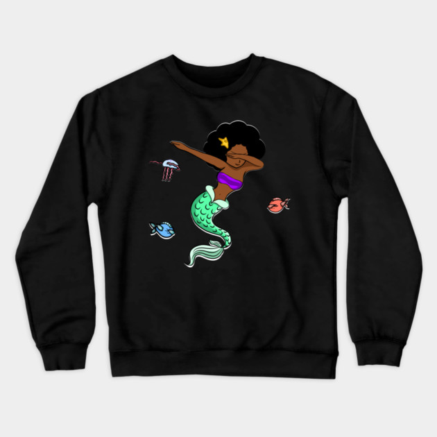 Afro Girl, Mermaid, Funny Dab Dance, Dancing Fishes Crewneck Sweatshirt by logiamerch