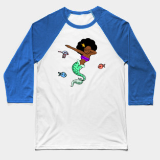 Afro Girl, Mermaid, Funny Dab Dance, Dancing Fishes Baseball T-Shirt