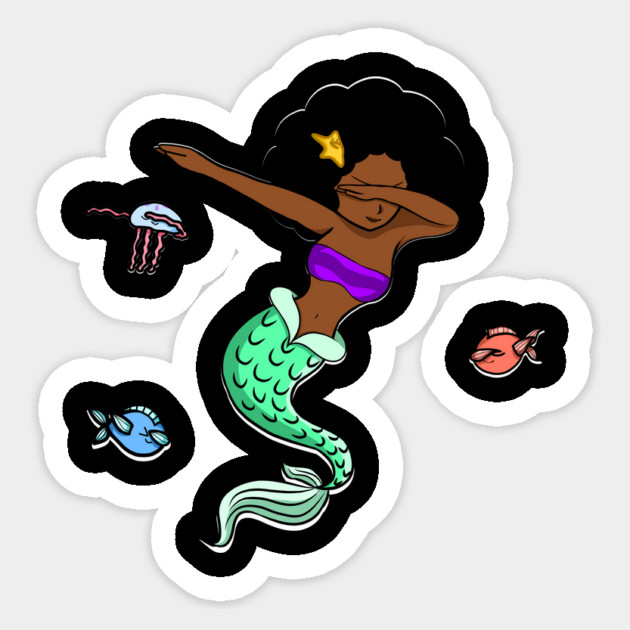 Afro Girl, Mermaid, Funny Dab Dance, Dancing Fishes Sticker by logiamerch