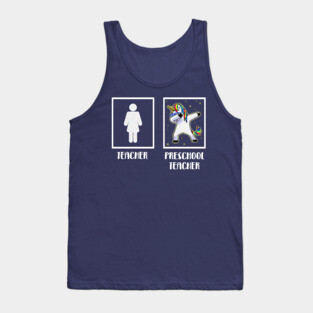 'Preschool Teacher Unicorn' Cute Teacher Dabbing Gift Tank Top