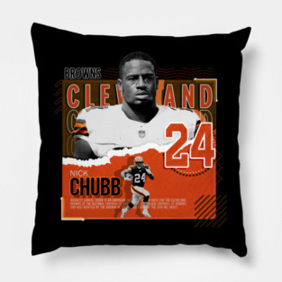 Nick Chubb Football Paper Poster Browns Pillow