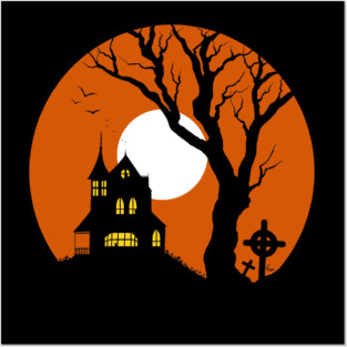 Haunted House Silhouette Posters and Art