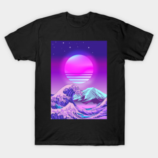 Great Wave off Kanagawa Synthwave T-Shirt