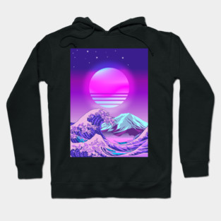 Great Wave off Kanagawa Synthwave Hoodie