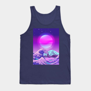 Great Wave off Kanagawa Synthwave Tank Top