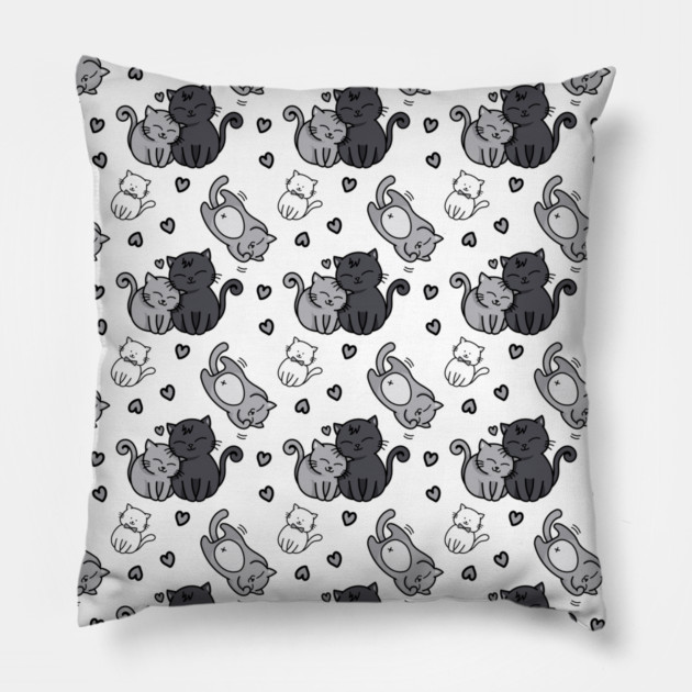 Cheeky Witch® Cute Black and White Cats Pattern Cat Lovers Pillow by Cheeky Witch